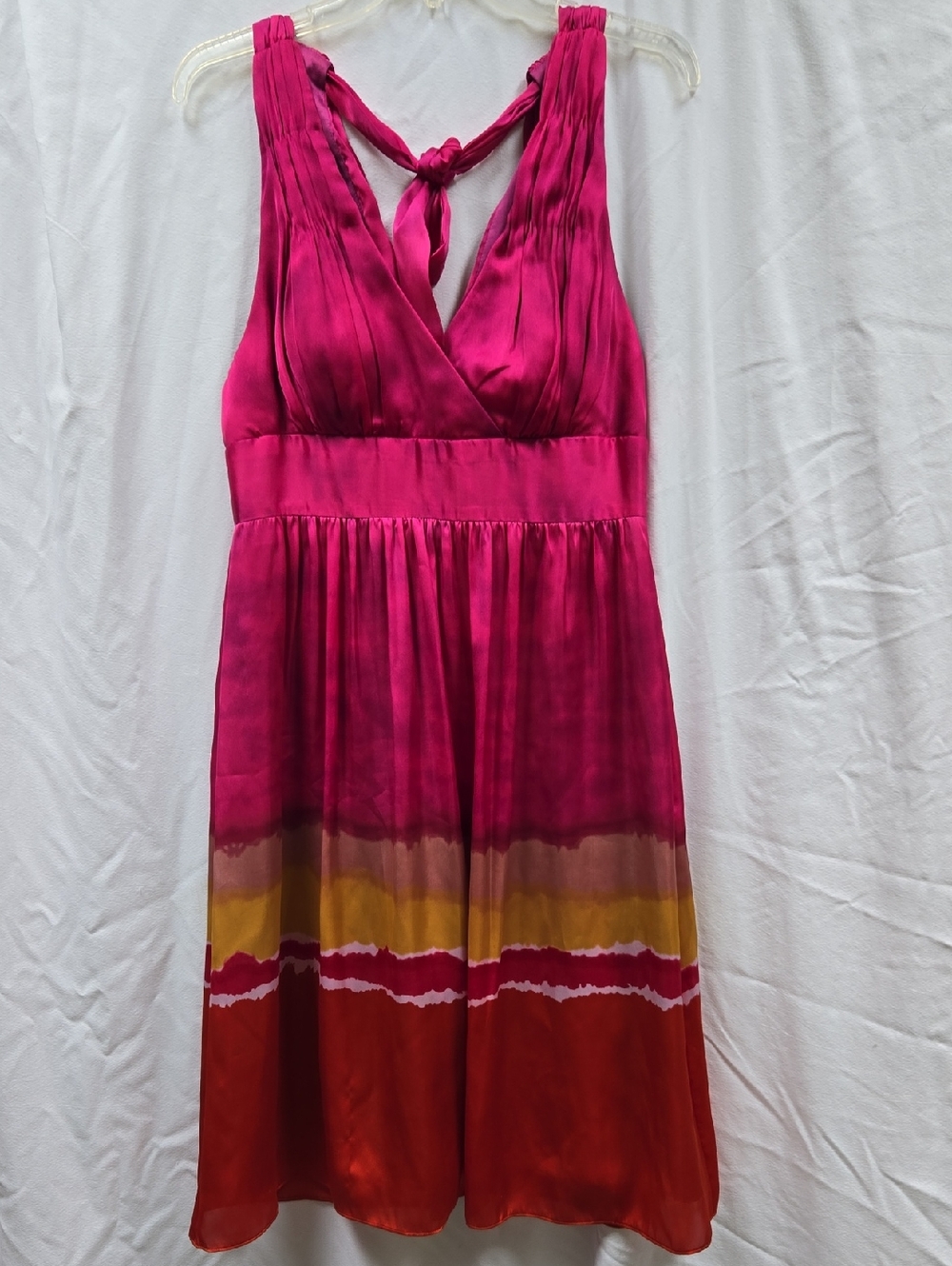 Max & Cleo Fuchsia Sleeveless Midi Lined Dress with Colorblock Hem